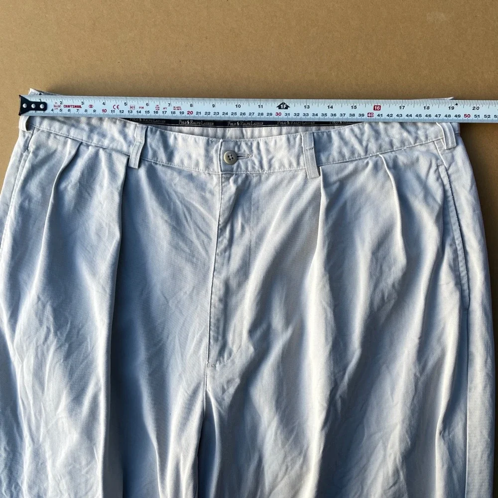 Vintage Polo Ralph Lauren Andrew Pants Men 40x30 White Pleated Chino Made In USA